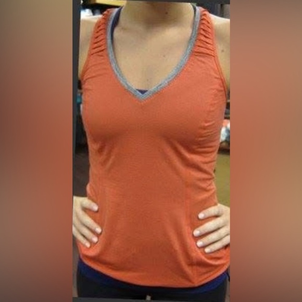 Lululemon Run Revitalized Tank Top Orange Grey Size 6